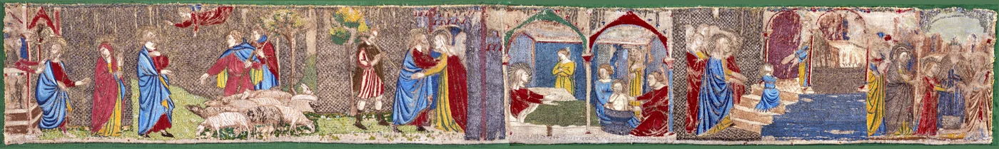 Stickerei mit Szenen aus dem Leben der Jungfrau Maria